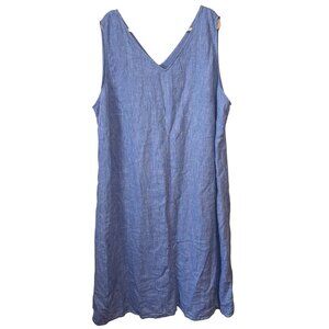 NWT Talbots Blue Linen Sleeveless Dress Womens Plus Size 24W